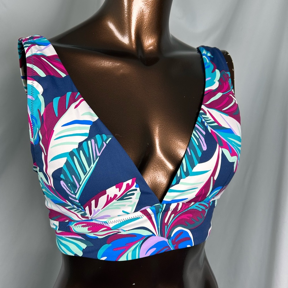 Tommy Bahama Palm Modern Painted Palms V Neck Bikini Top - Small - New